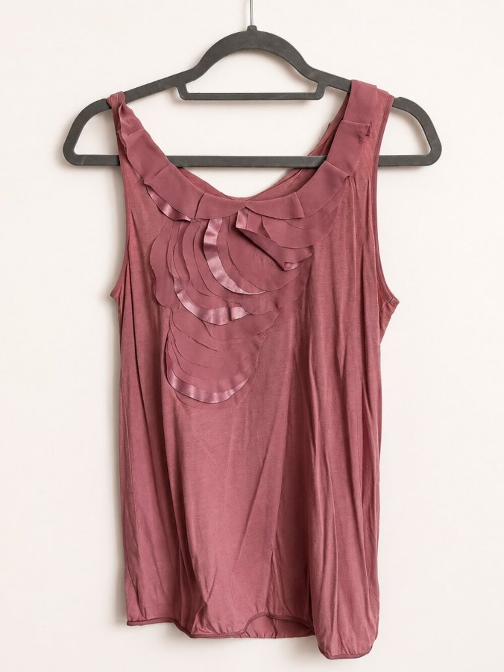 LOFT Dusty Rose Layered Ruffle Sleeveless Top